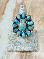 High Desert Cluster Rings  Natural Turquoise | Adjustable Sterling Silver