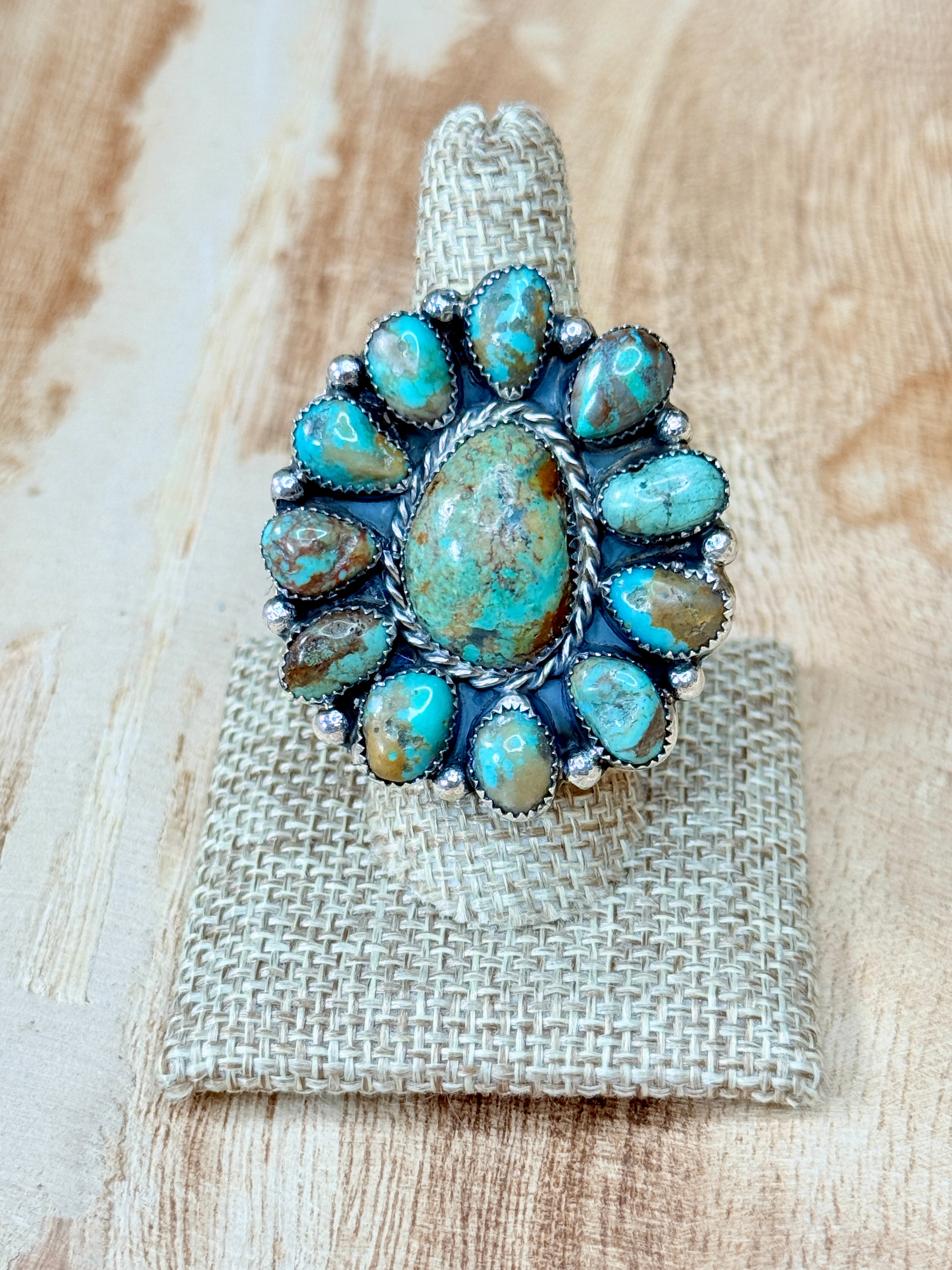 High Desert Cluster Rings  Natural Turquoise | Adjustable Sterling Silver