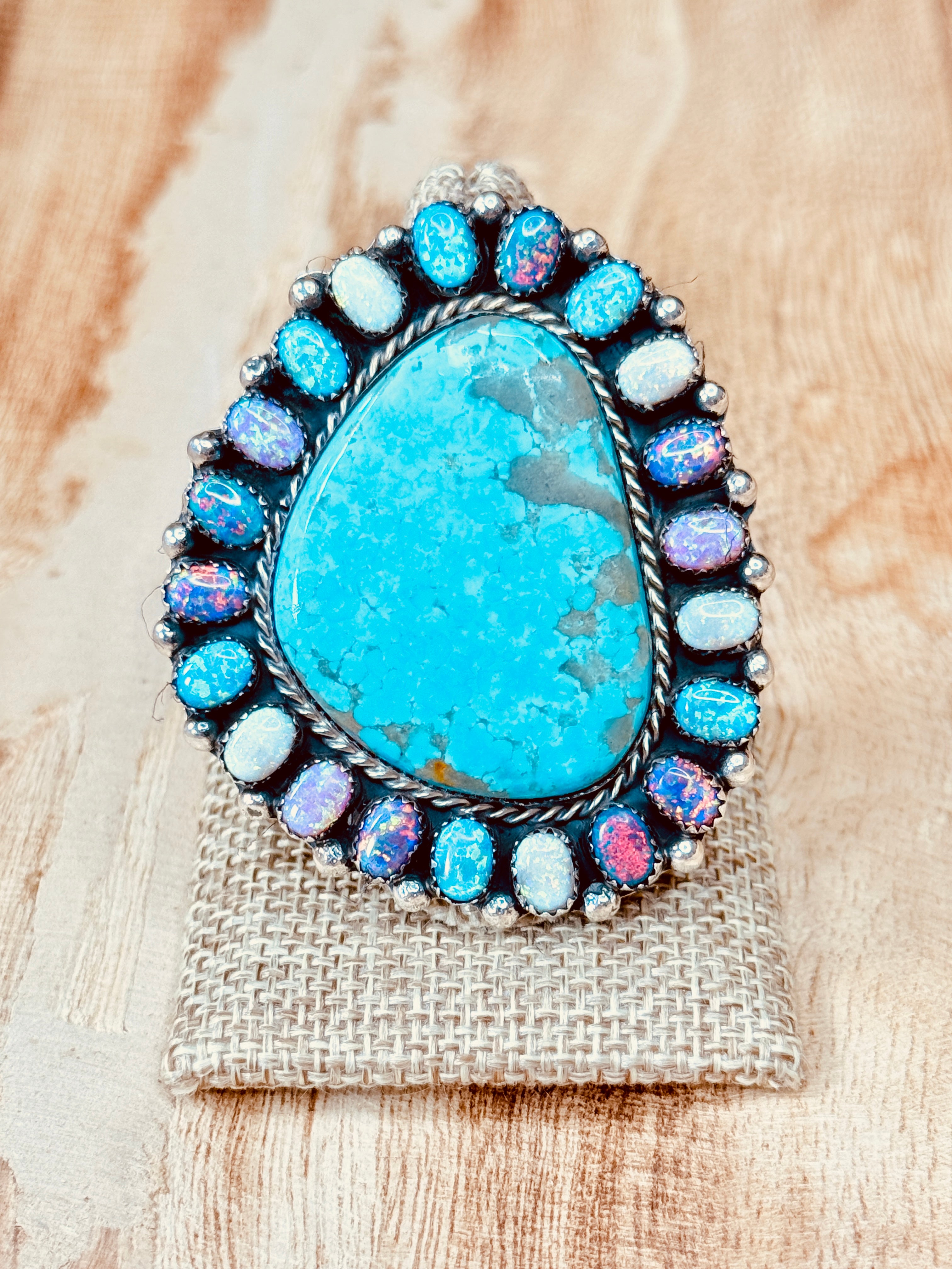 Aurora Desert Ring  Turquoise & Multi-Color Opal | Adjustable Sterling Silver