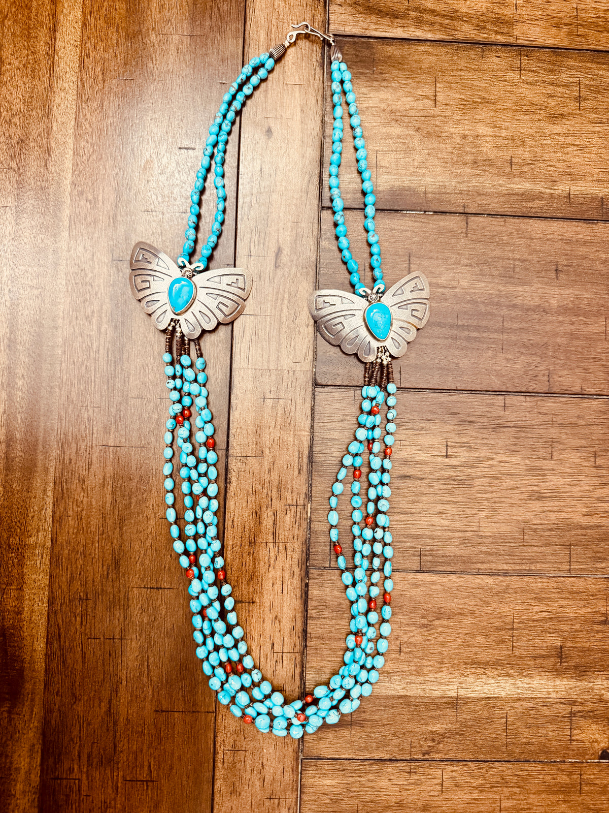 Mary and Everette Teller “Butterfly Maiden” Multi-Strand Turquoise Necklace