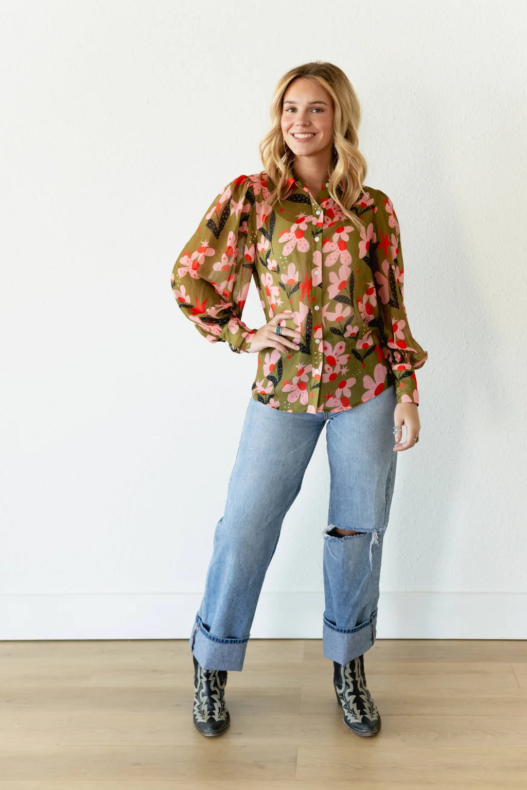 DOT FLOWER BLOUSE