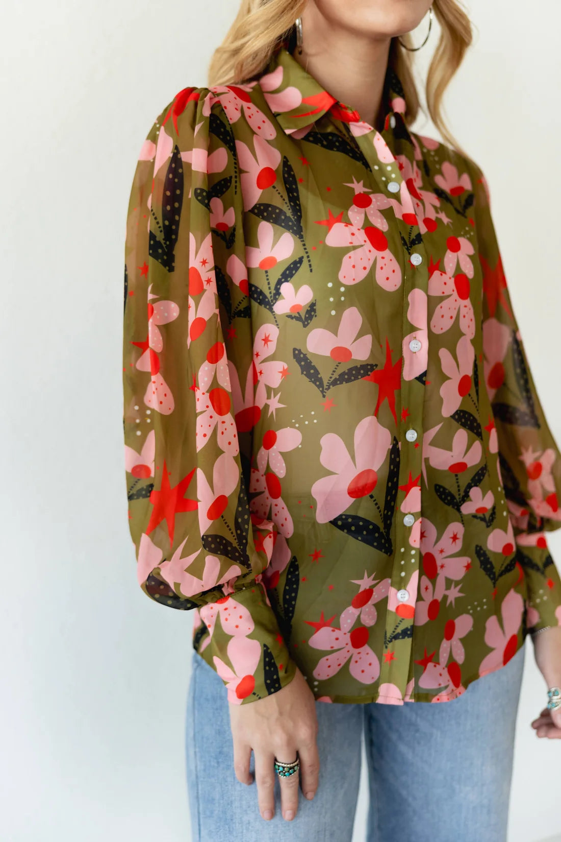 DOT FLOWER BLOUSE