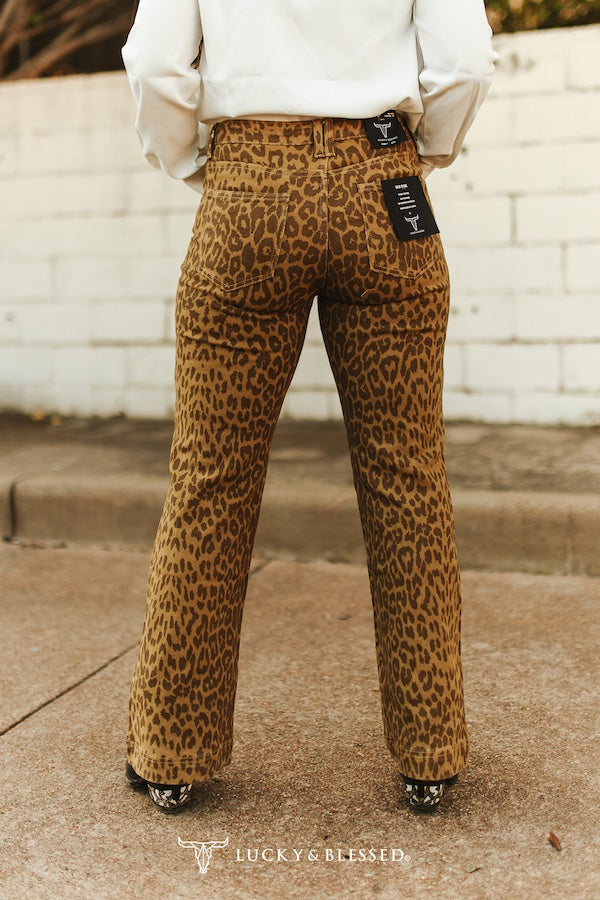 Brown Leopard Printed High Rise Trouser Jeans