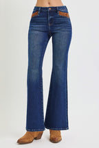 Lone Star High Rise Flare Jeans with Suede Patch Details