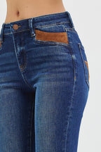 Lone Star High Rise Flare Jeans with Suede Patch Details