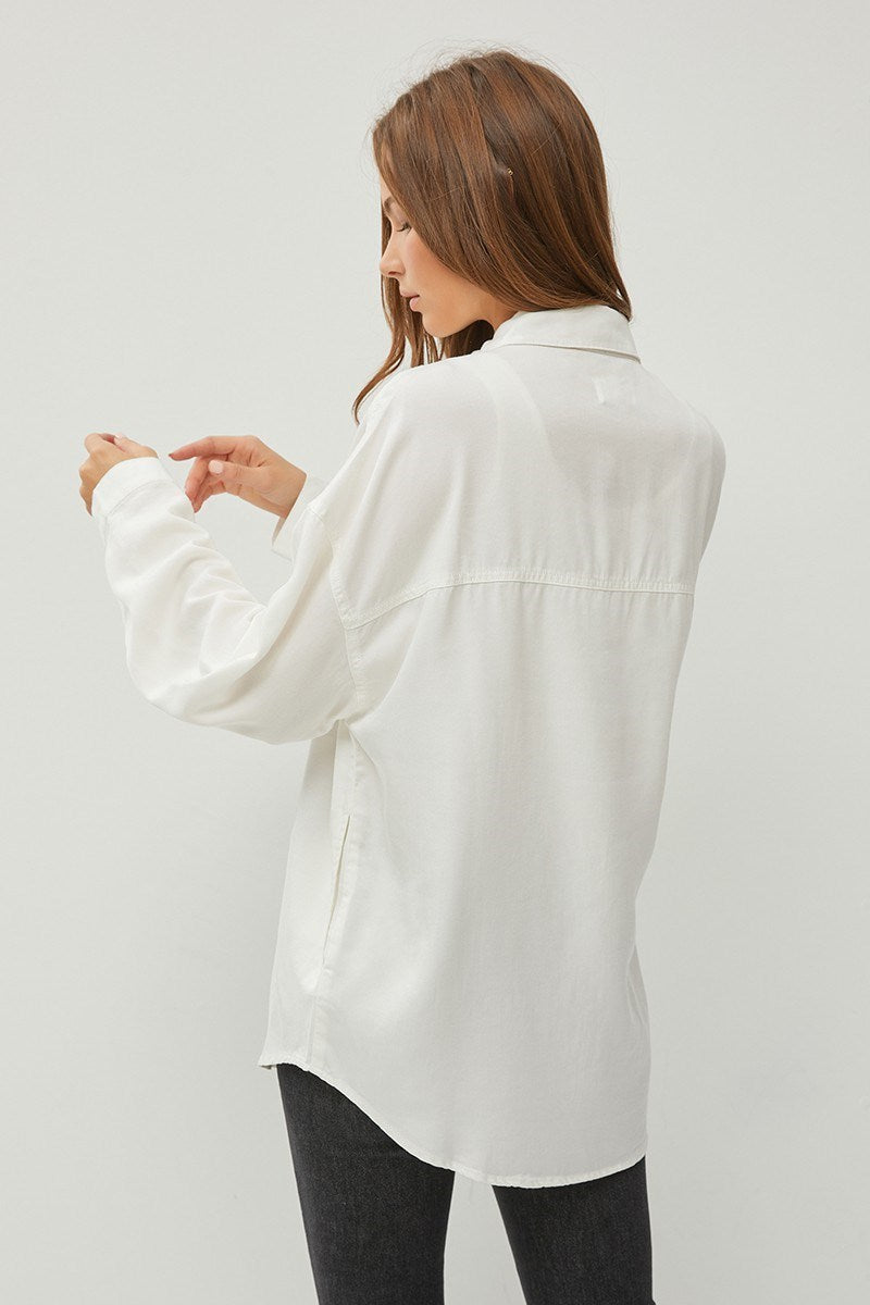 Risen Oversized Tencel Button-Up Shirt – Cream