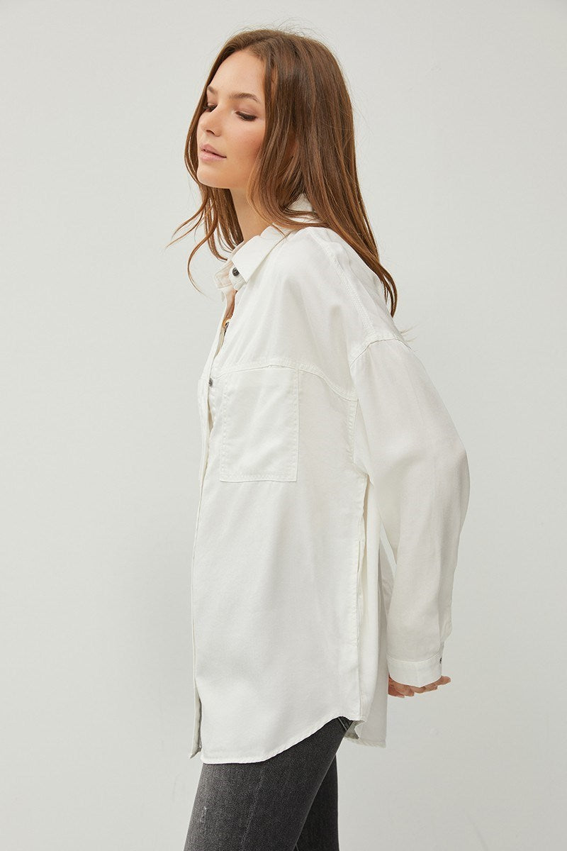 Risen Oversized Tencel Button-Up Shirt – Cream
