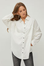 Risen Oversized Tencel Button-Up Shirt – Cream