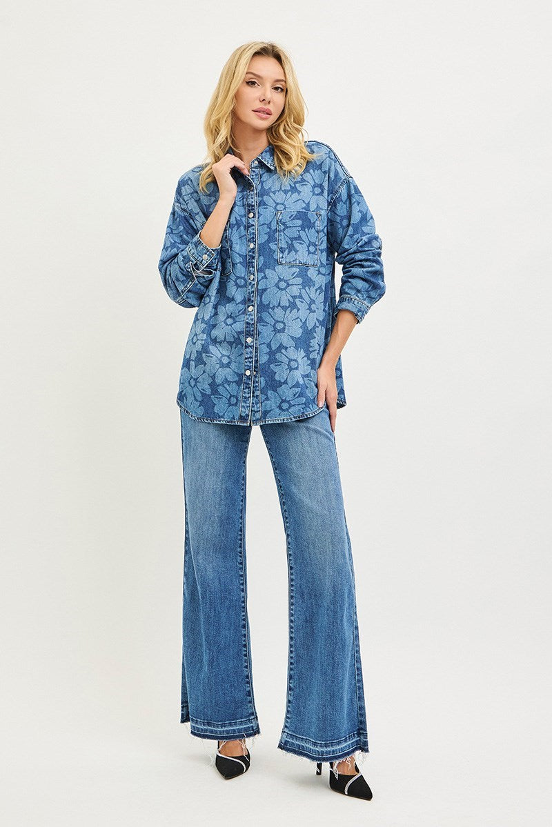 Risen Flower Child Denim Shirt