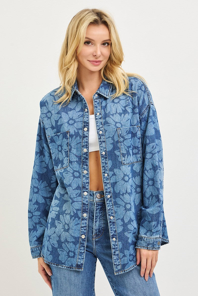 Risen Flower Child Denim Shirt