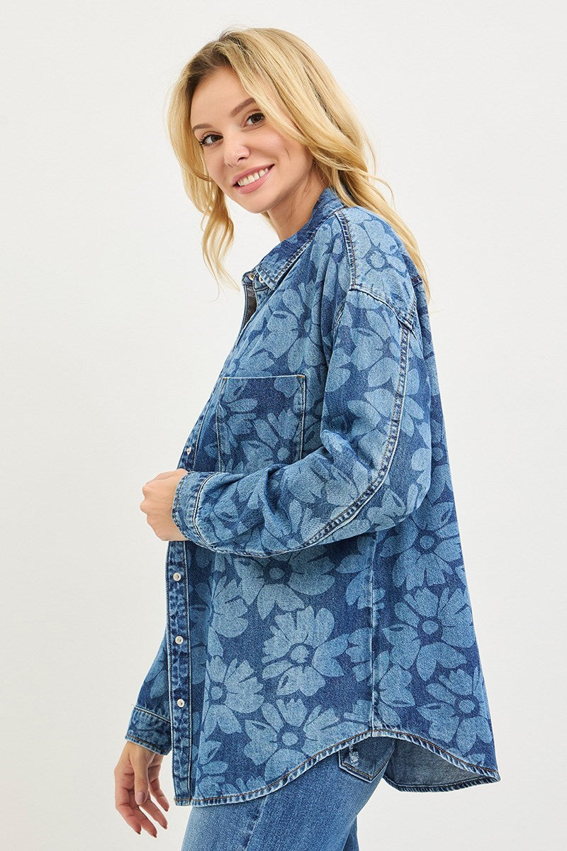 Risen Flower Child Denim Shirt