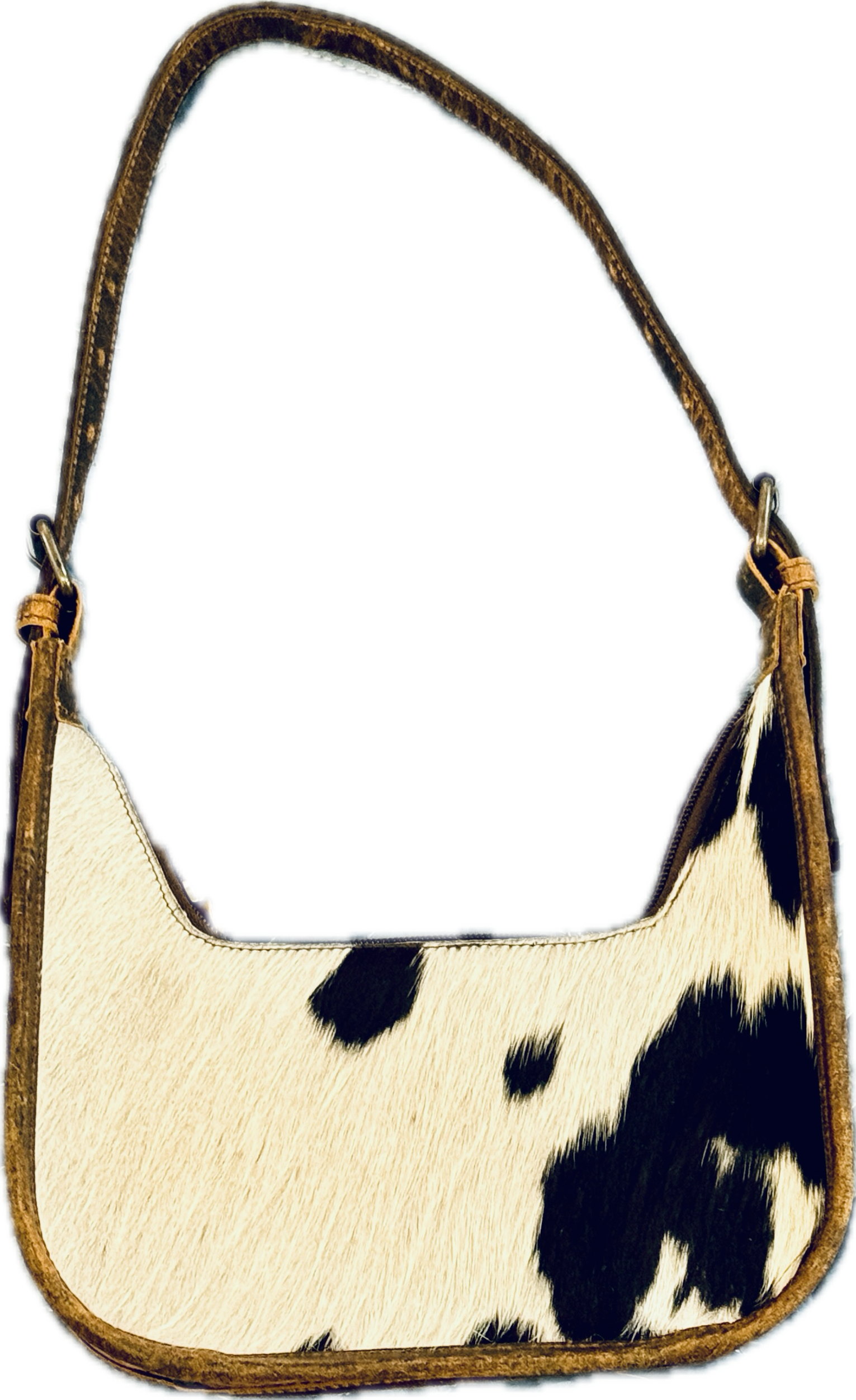 Cowhide and Tooled Leather Shoulder Bag