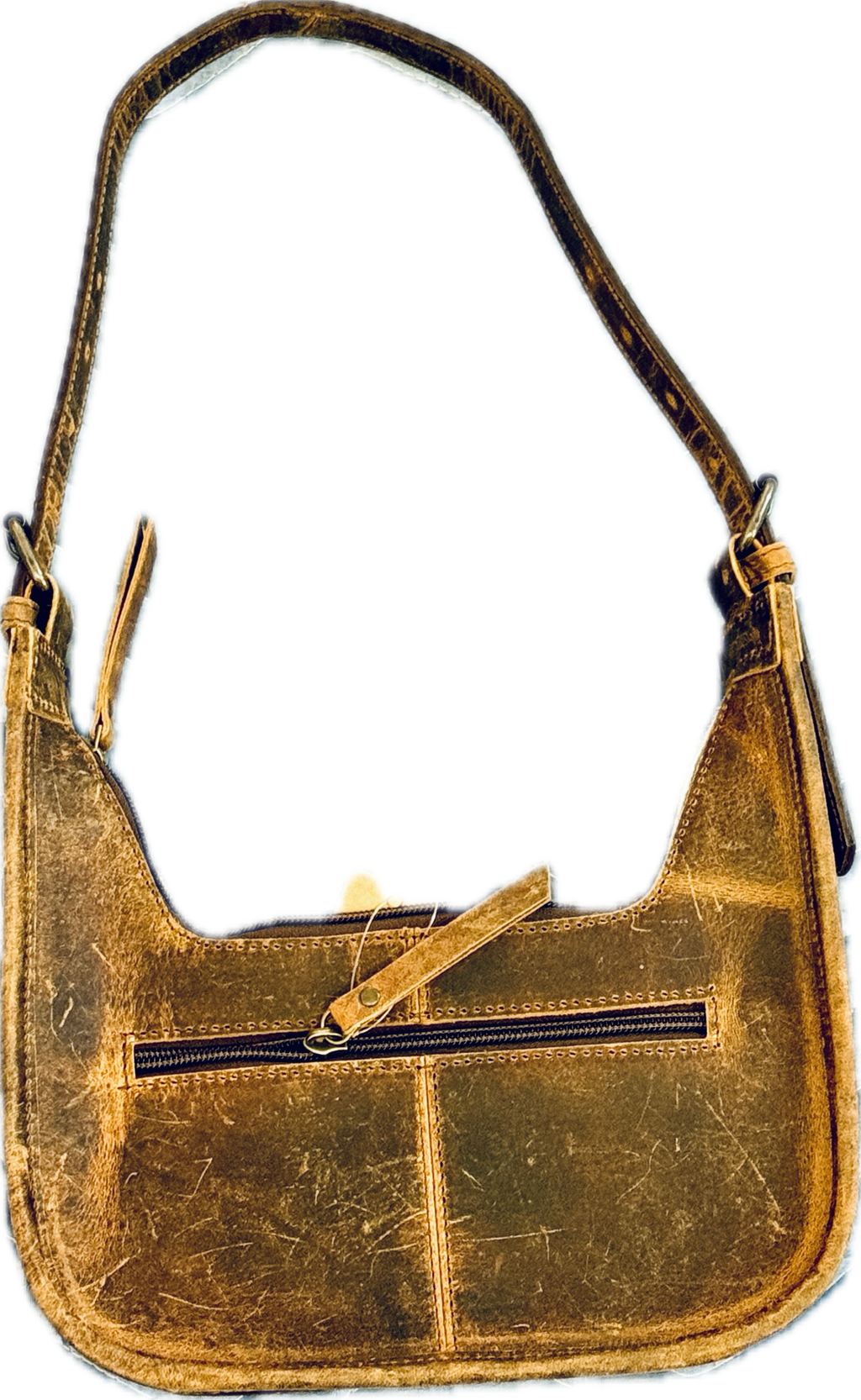 Cowhide and Tooled Leather Shoulder Bag