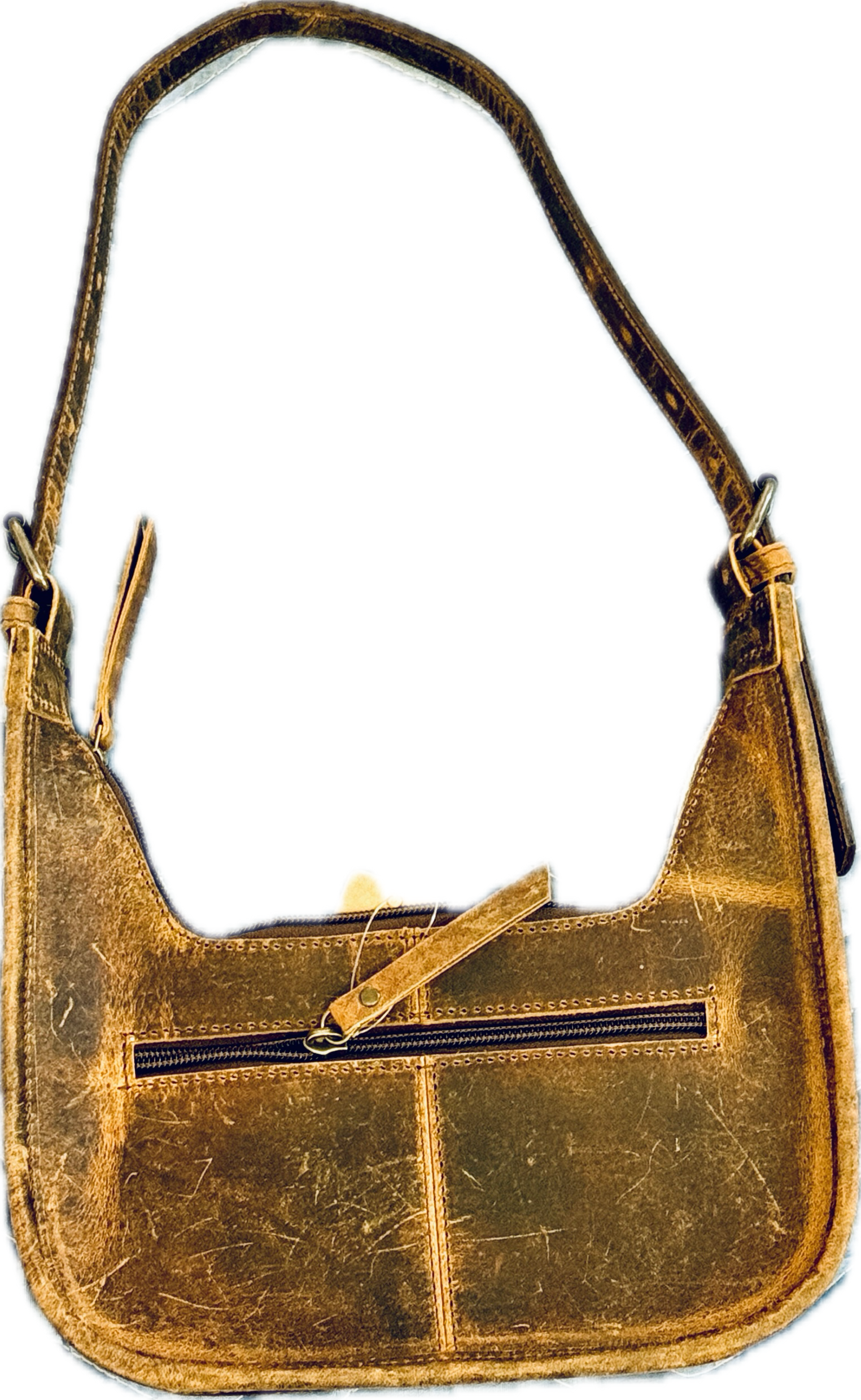 Cowhide and Tooled Leather Shoulder Bag