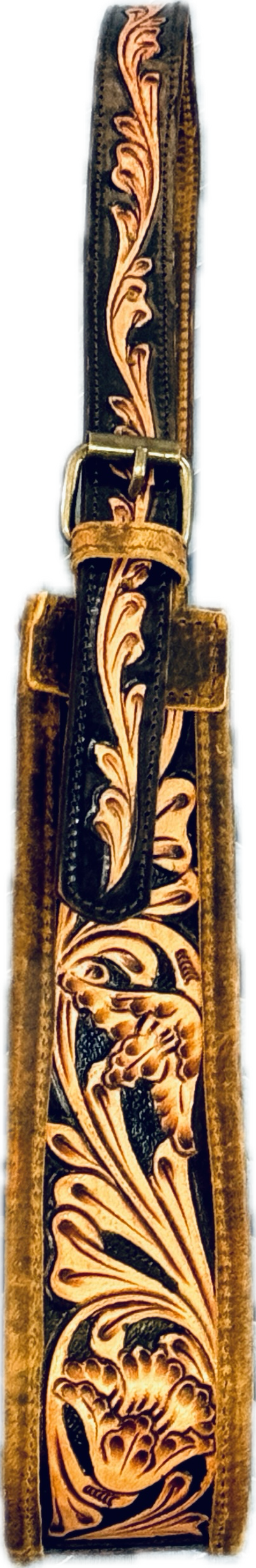 Cowhide and Tooled Leather Shoulder Bag