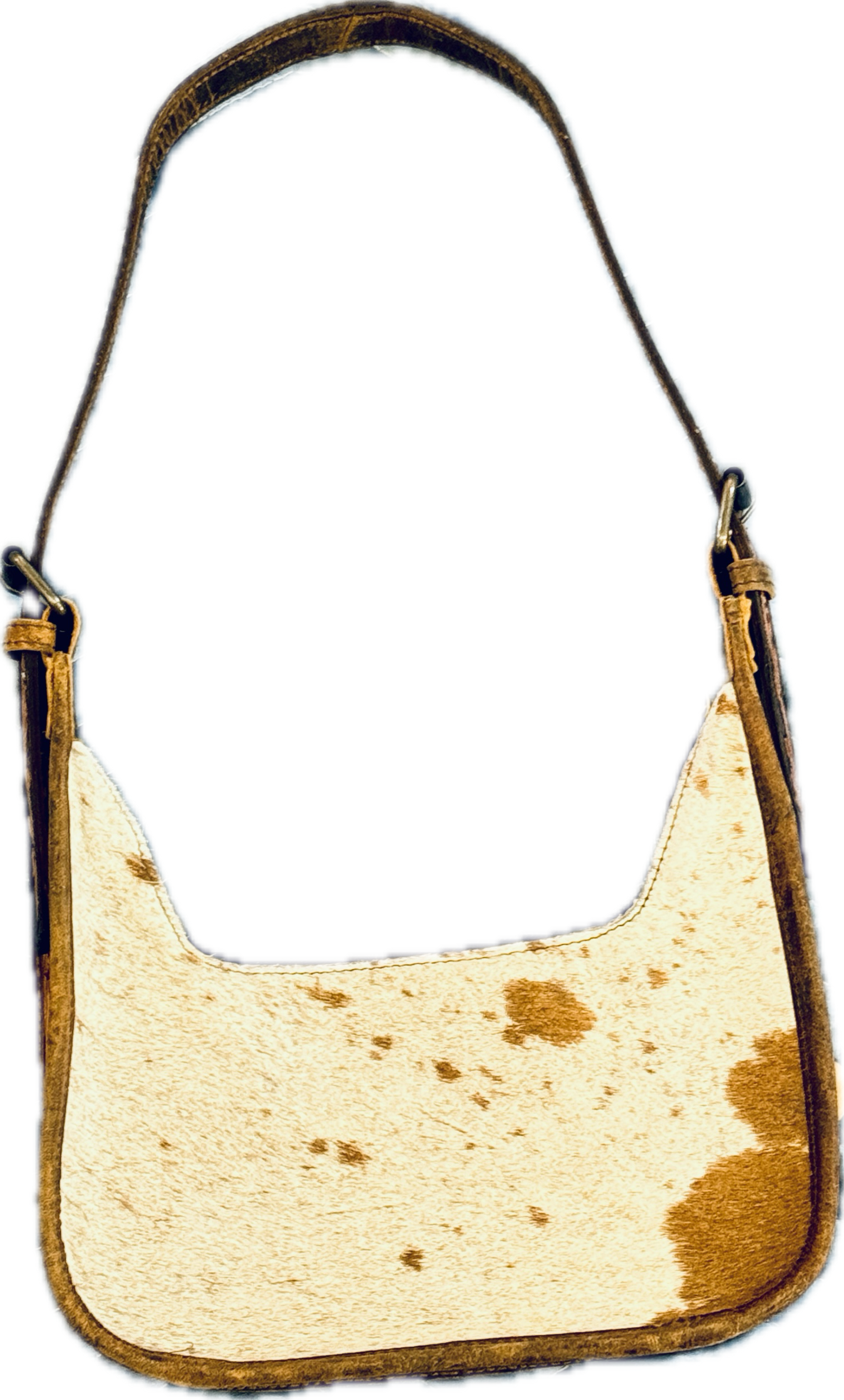 Cowhide and Tooled Leather Shoulder Bag