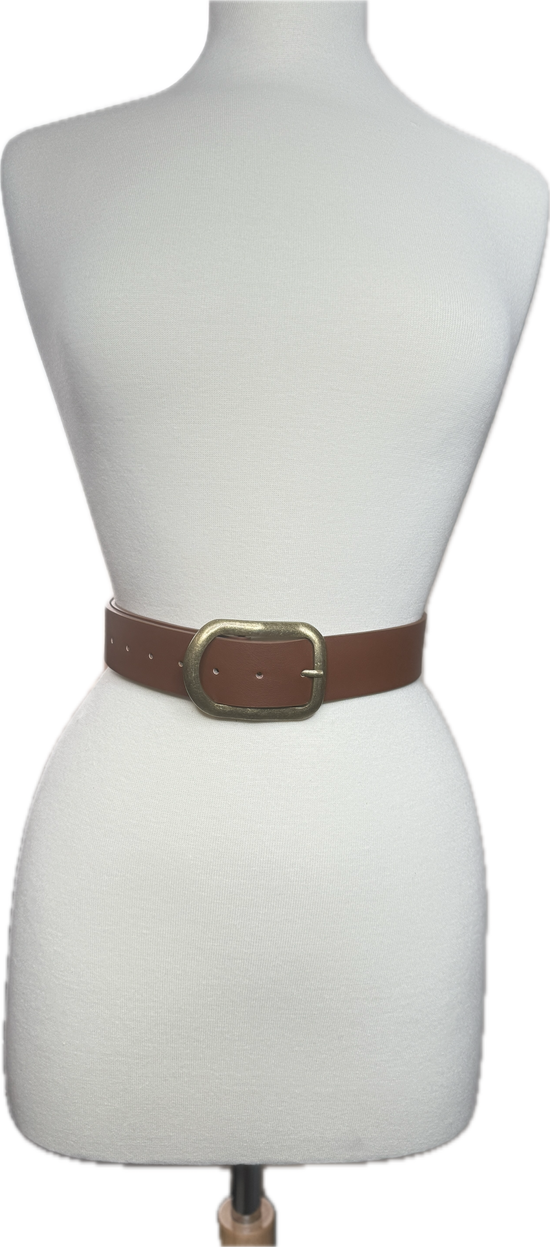 Brown belt on a mannequin with a white background