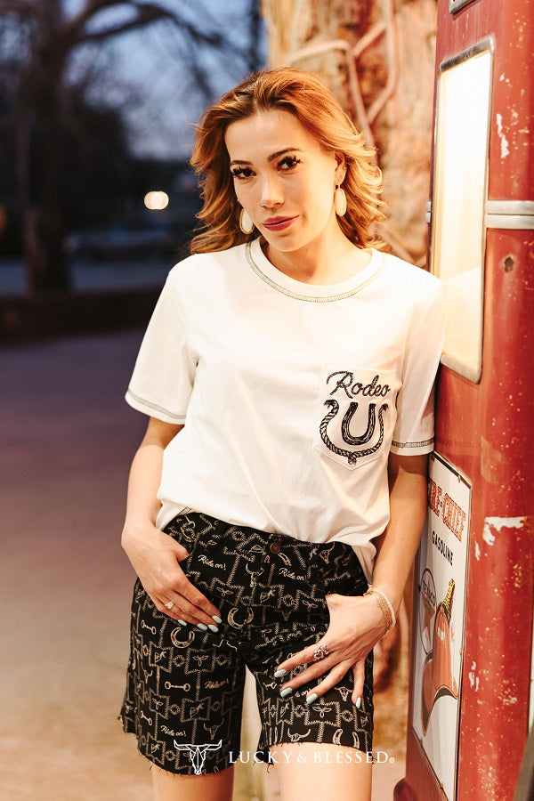 Rodeo Horse Shoe Pocket Tee