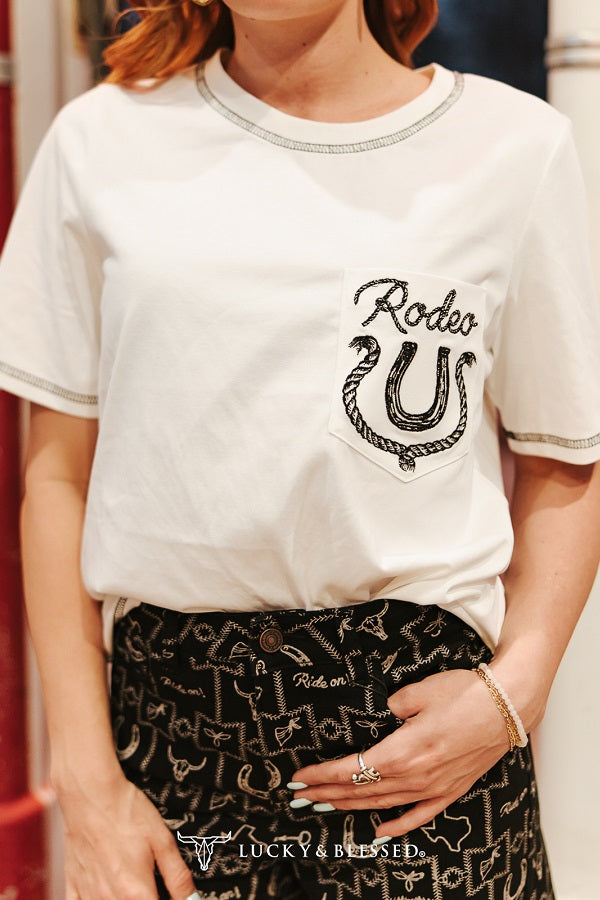 Rodeo Horse Shoe Pocket Tee