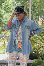 Jaded Gypsy Washed Blue Western Shirt