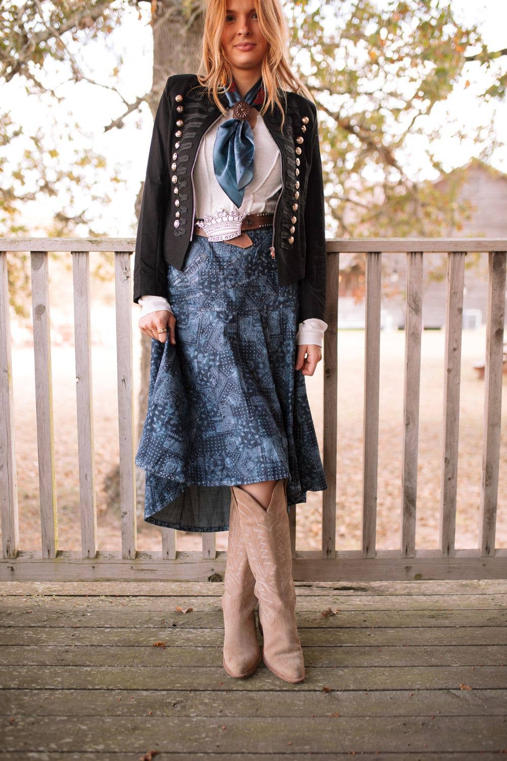 Denim Rose Skirt