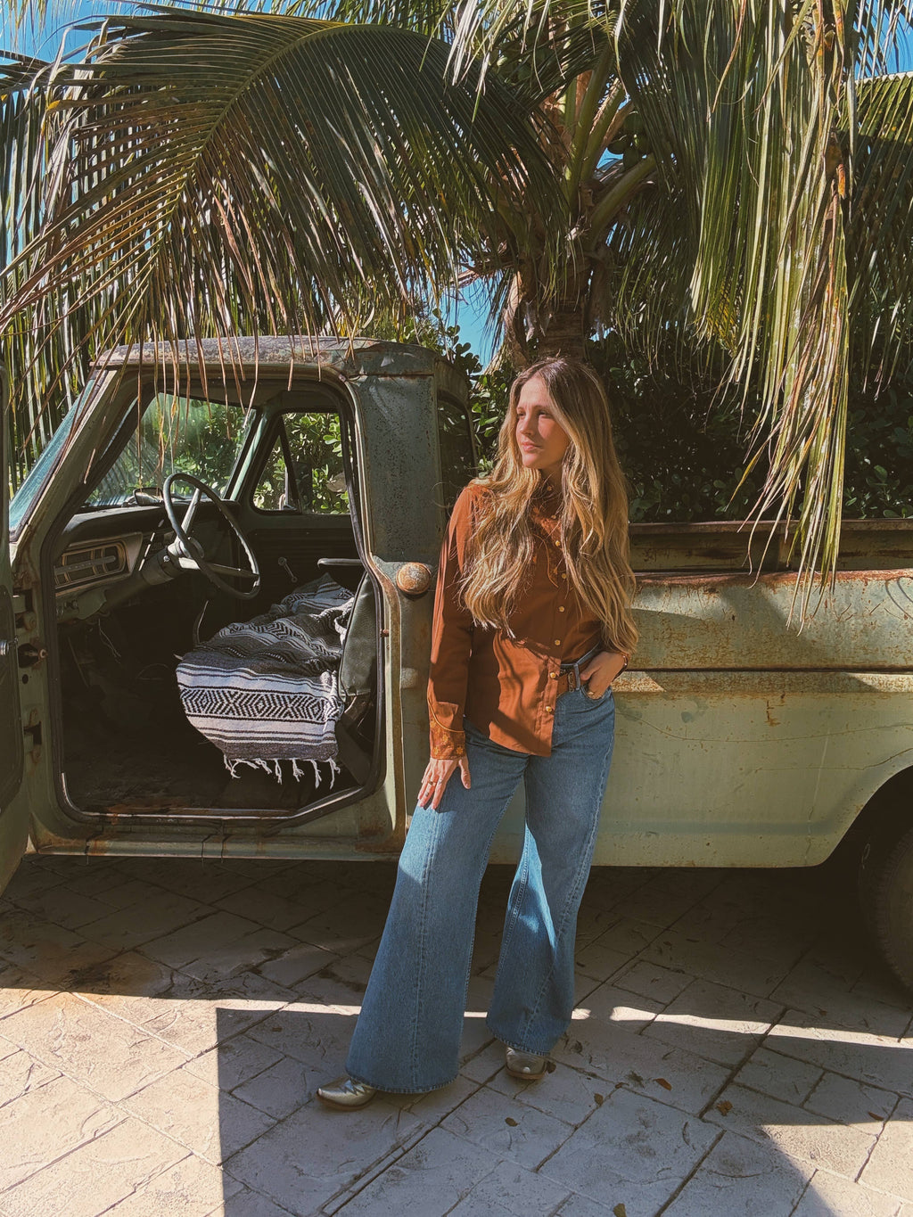 John Wayne Western Pearl Snap Button Up Top In Rust