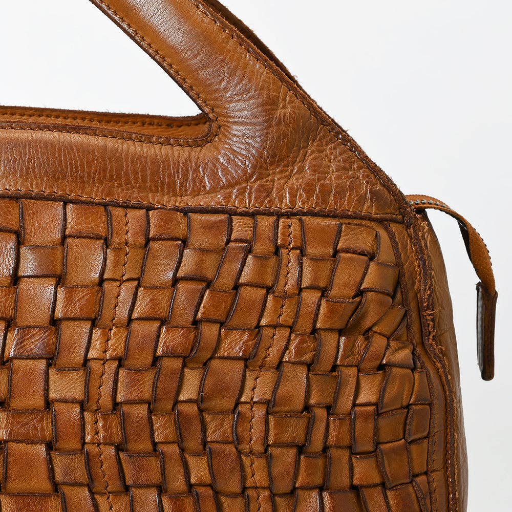Genuine Leather Woven Western Handle Bag