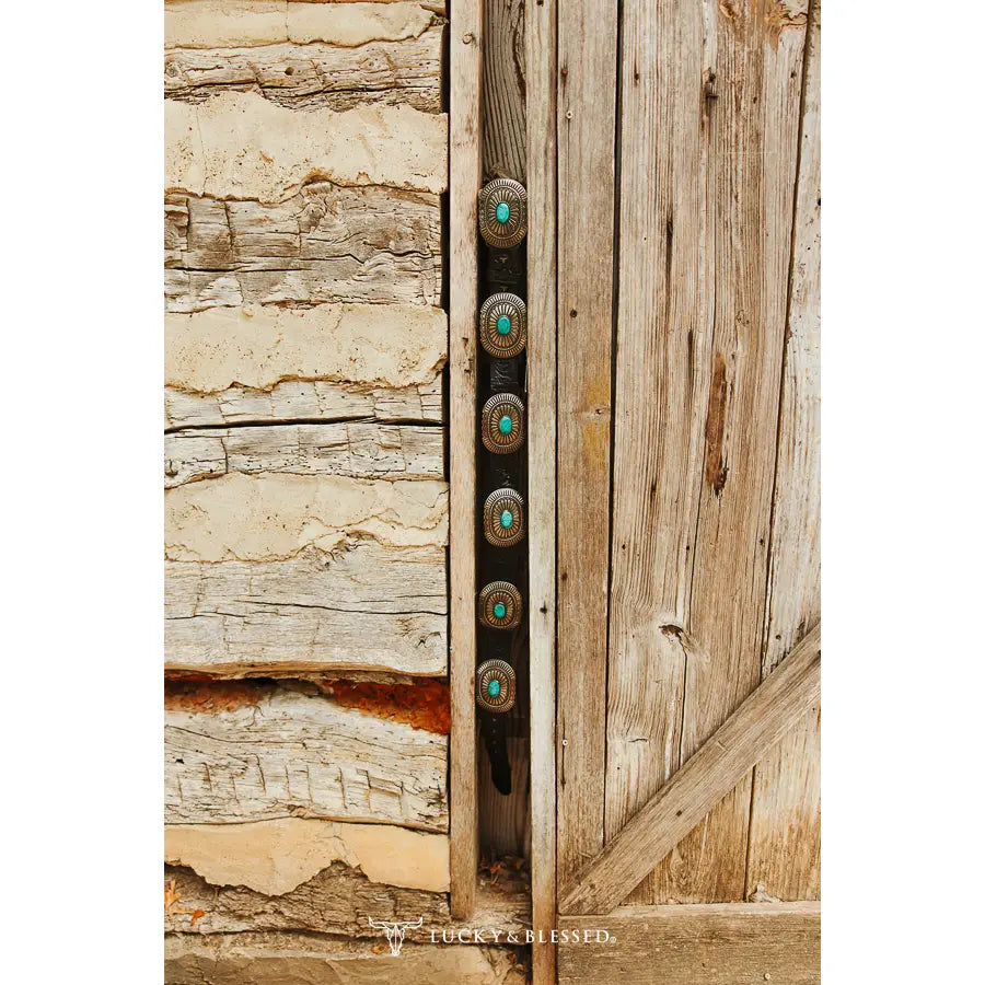 Oval Concho Belt with Turquoise Accents
