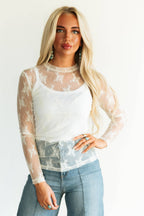 Sheer Lace Top in Ivory