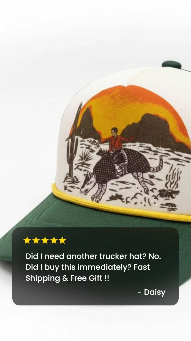 Armadillo Cowboy Trucker Hat – Green