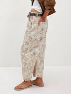 Love Heart Print Loose Midi Waist Jeans