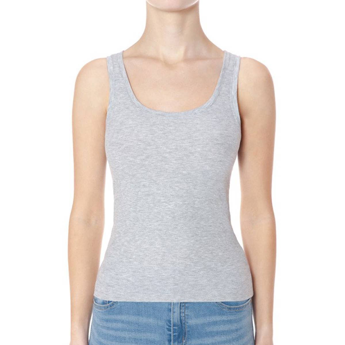 SCOOP NECK RIBBED TANK TOP