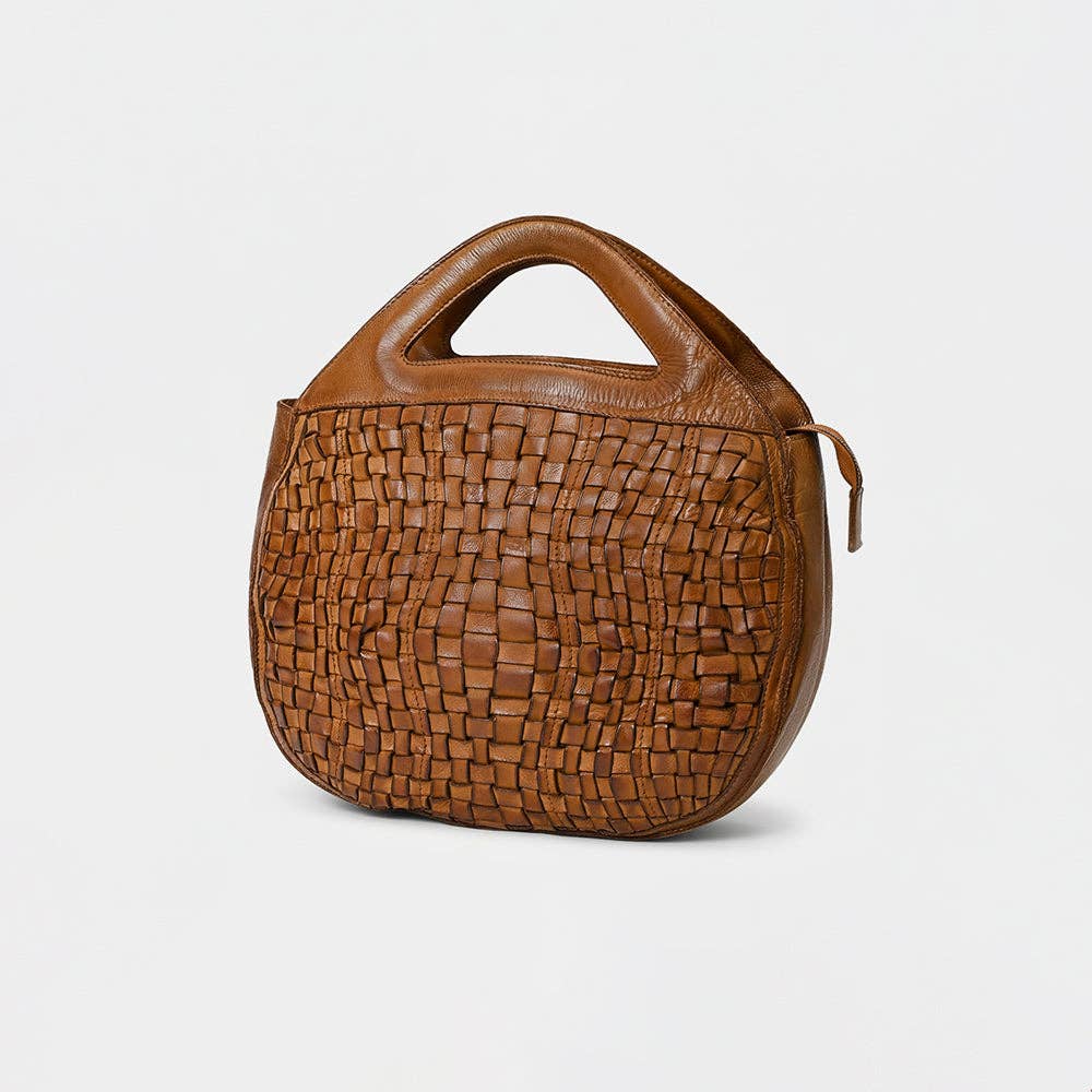 Genuine Leather Woven Western Handle Bag