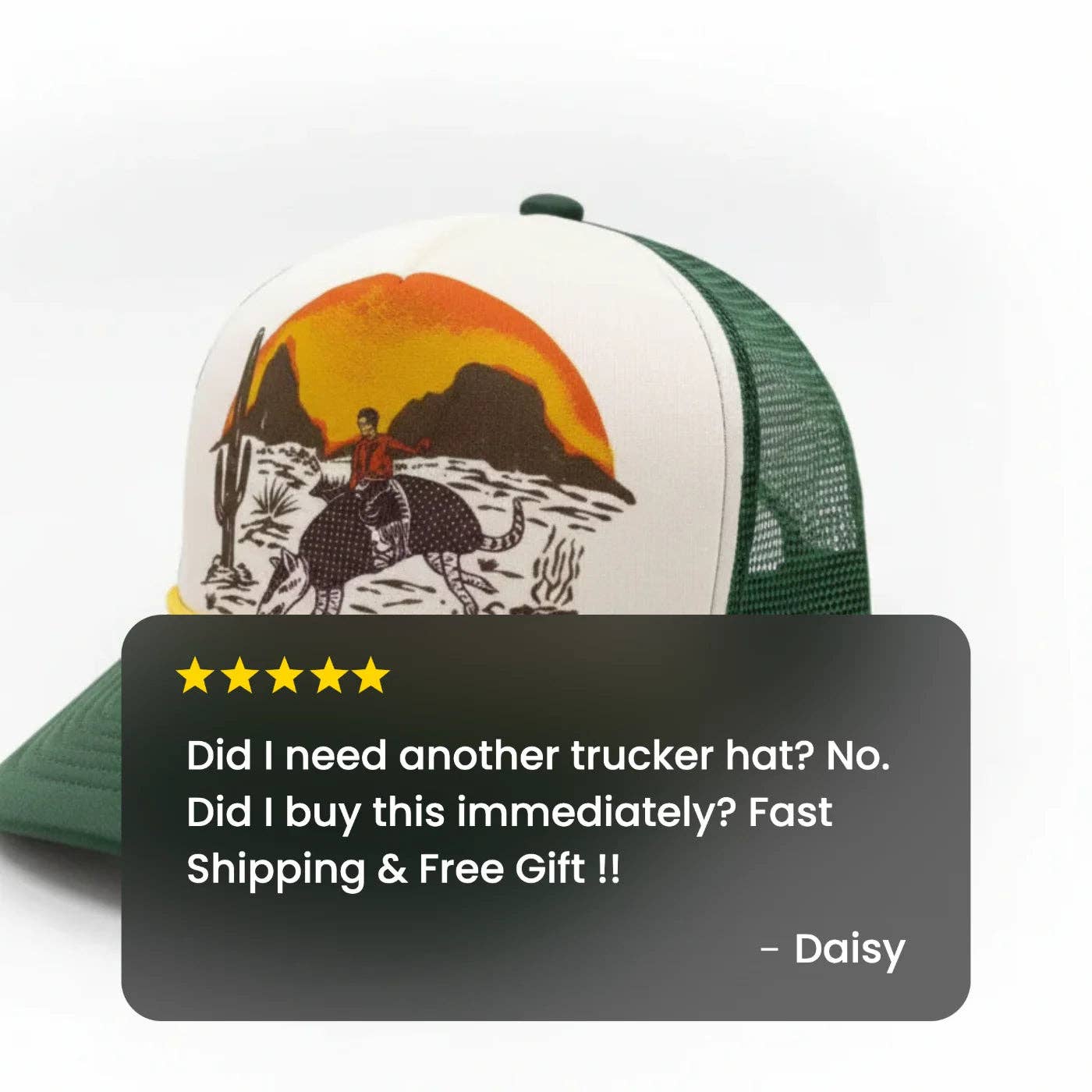 Armadillo Cowboy Trucker Hat – Green