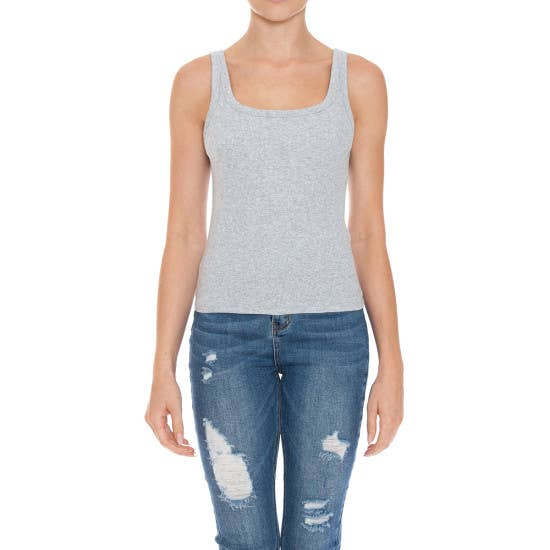 PLUS SIZE RIBBED SCOOP NECK TANK TOP