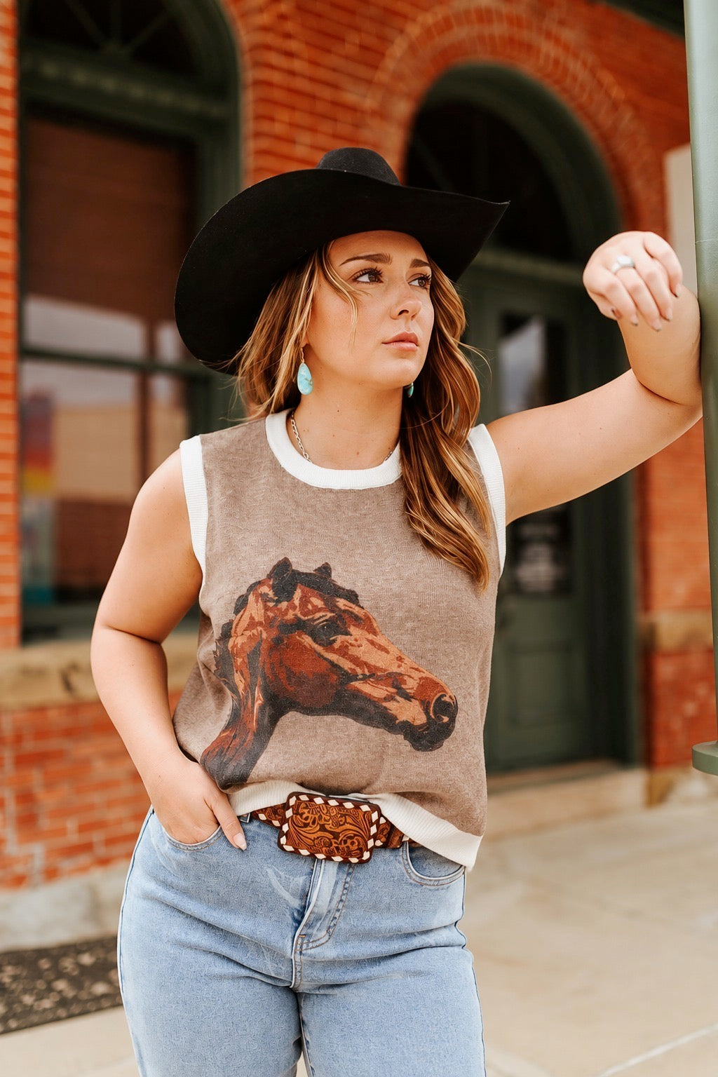 Horse Graphic Sweater Vest