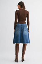 Go With the Flow Denim Midi Skirt