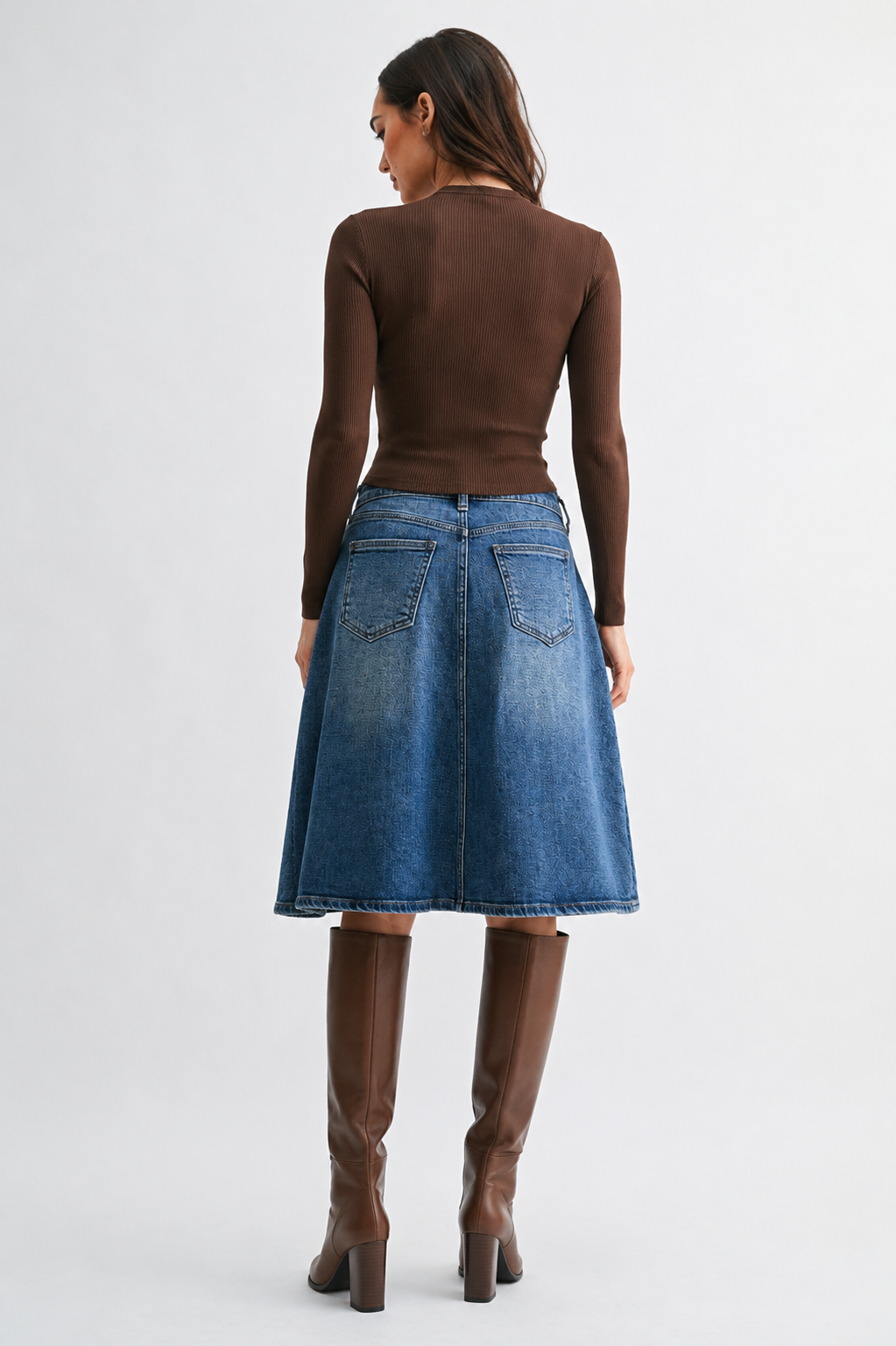 Go With the Flow Denim Midi Skirt