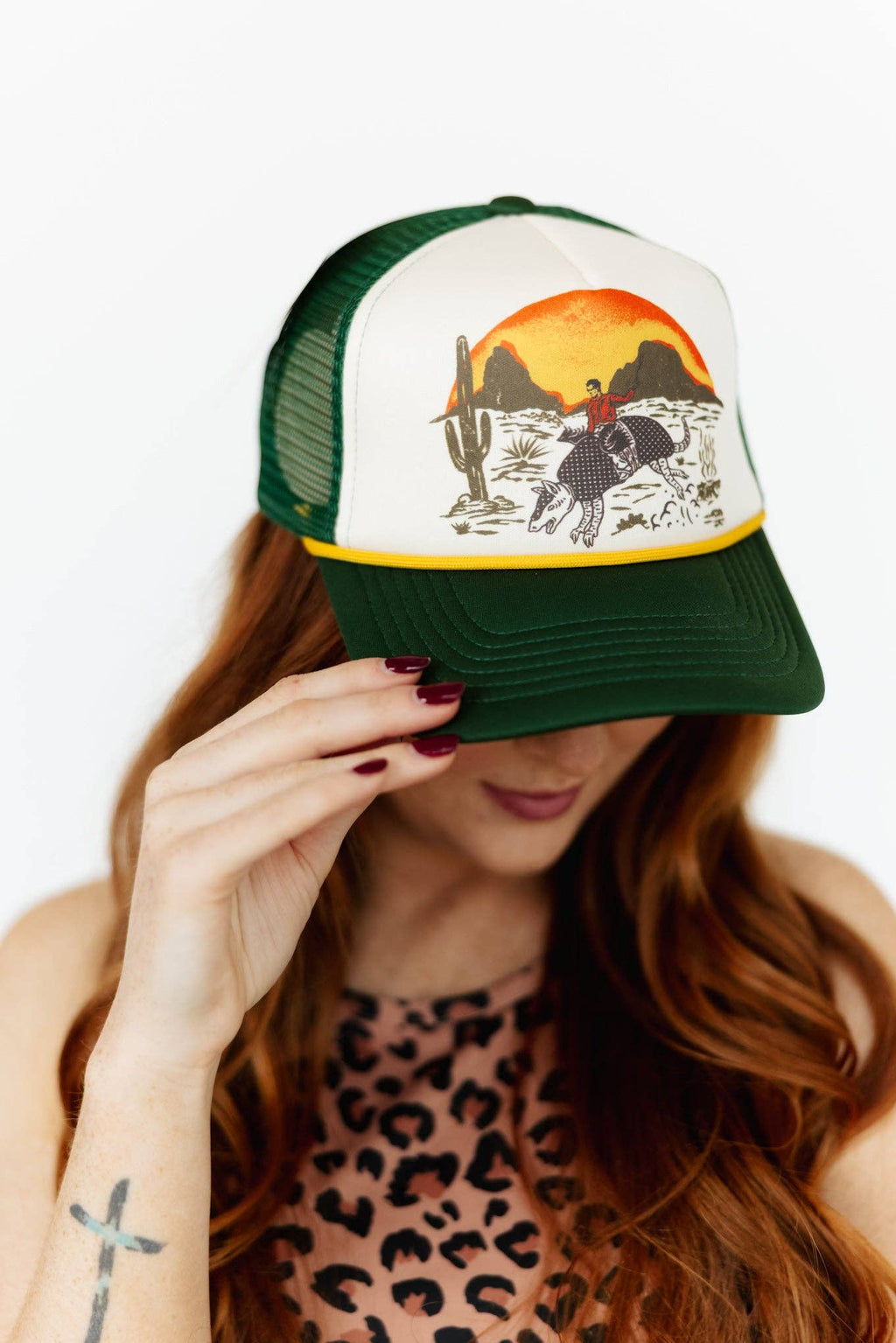 Armadillo Cowboy Trucker Hat – Green