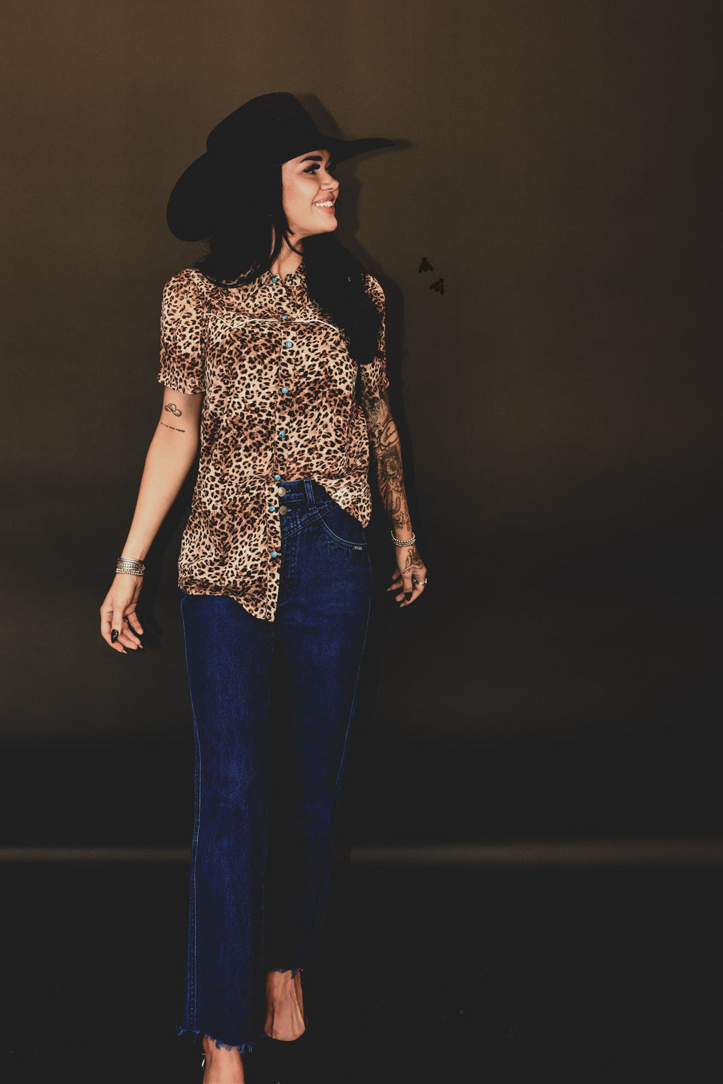 Western Wild Leopard Print Snap Front Shirt