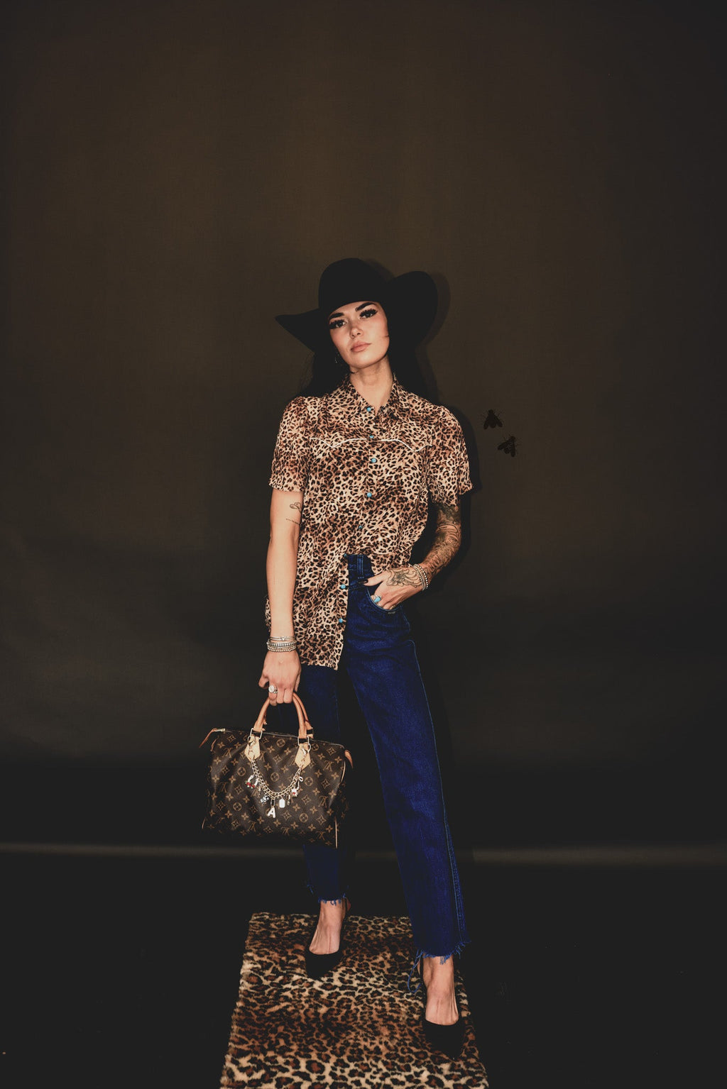 Western Wild Leopard Print Snap Front Shirt