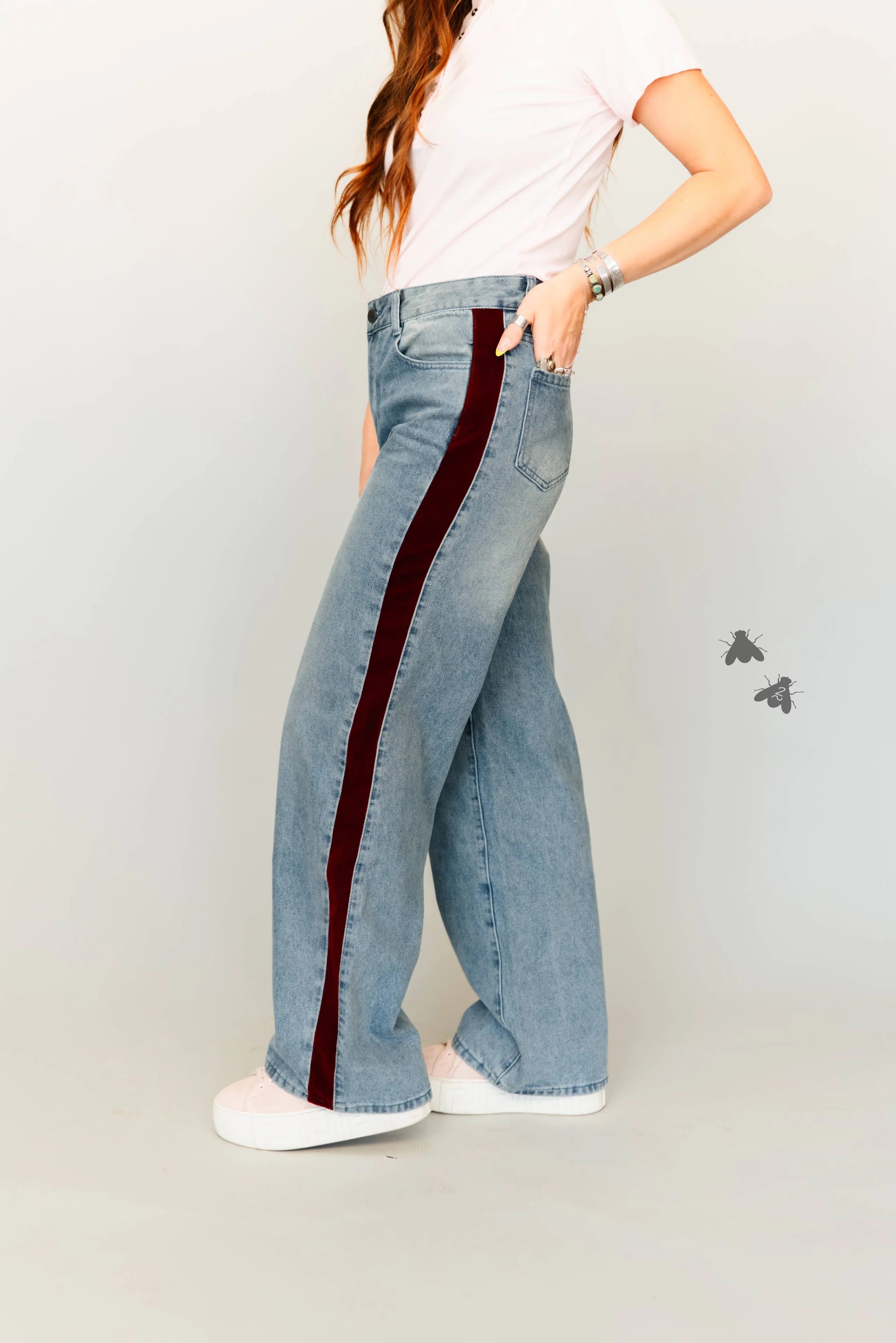 Out of Line Wine Stripe Jeans